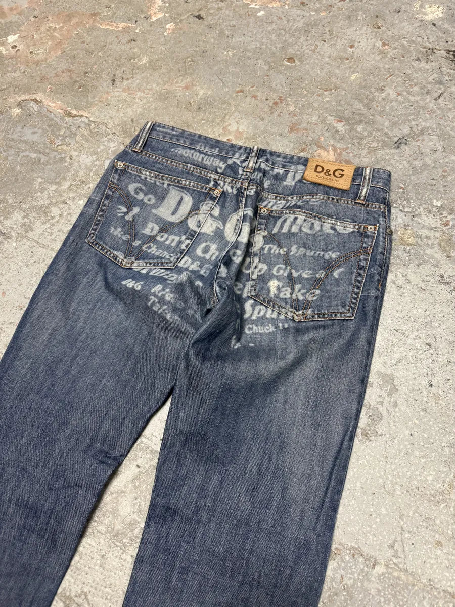 SS2006 Dolce & Gabbana Blue Poem Denim Jeans (L) JaWxAhJ 5