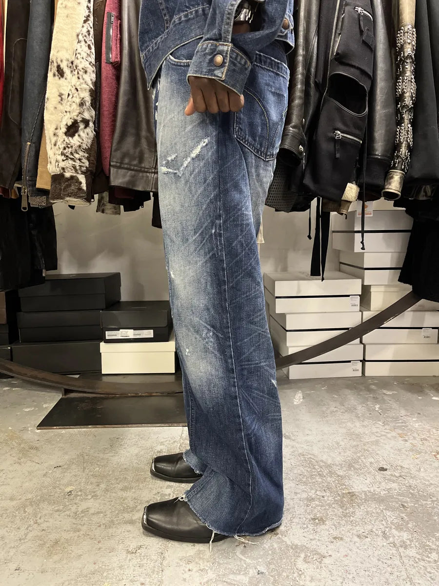 SS2006 Dolce & Gabbana Blue Sun Faded Denim Jeans HKkKdzK 1