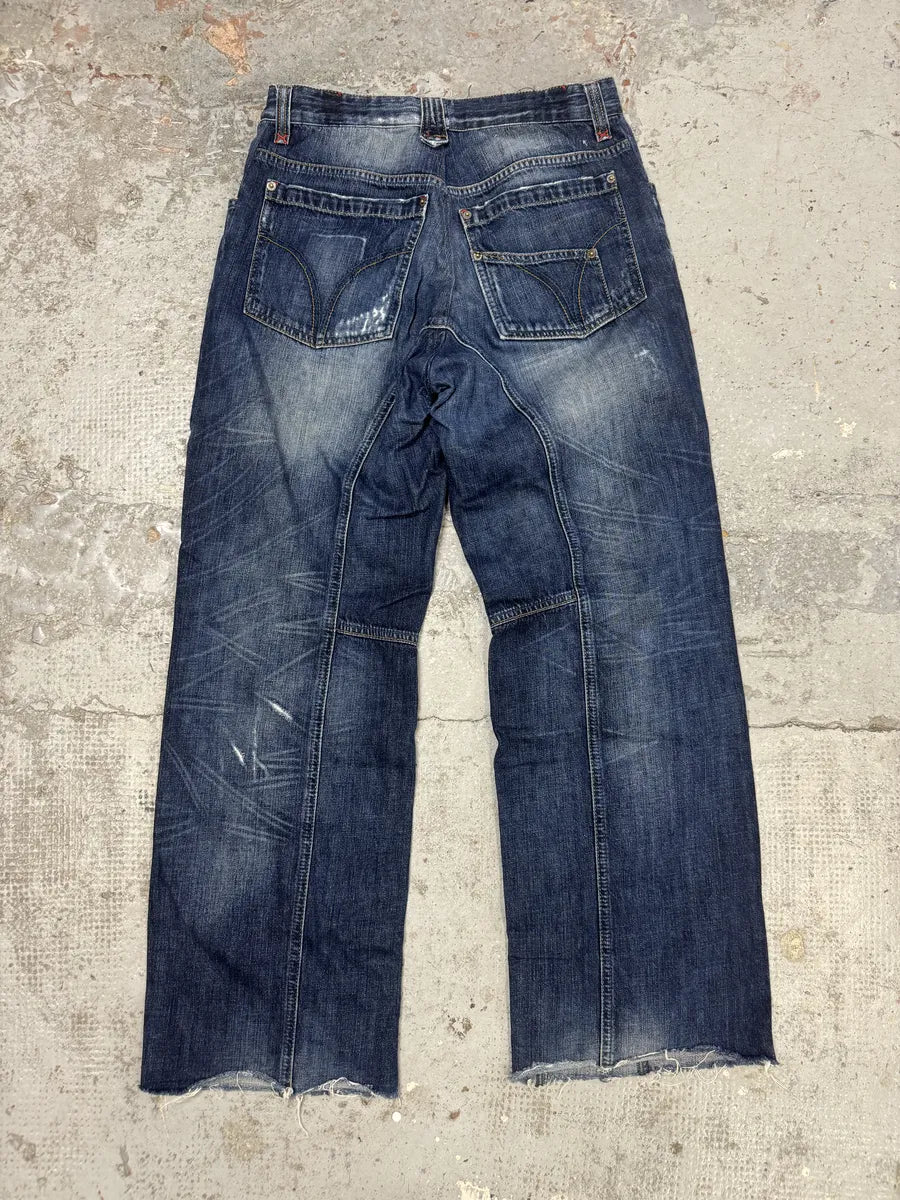SS2006 Dolce & Gabbana Blue Sun Faded Denim Jeans HKkKdzK 4