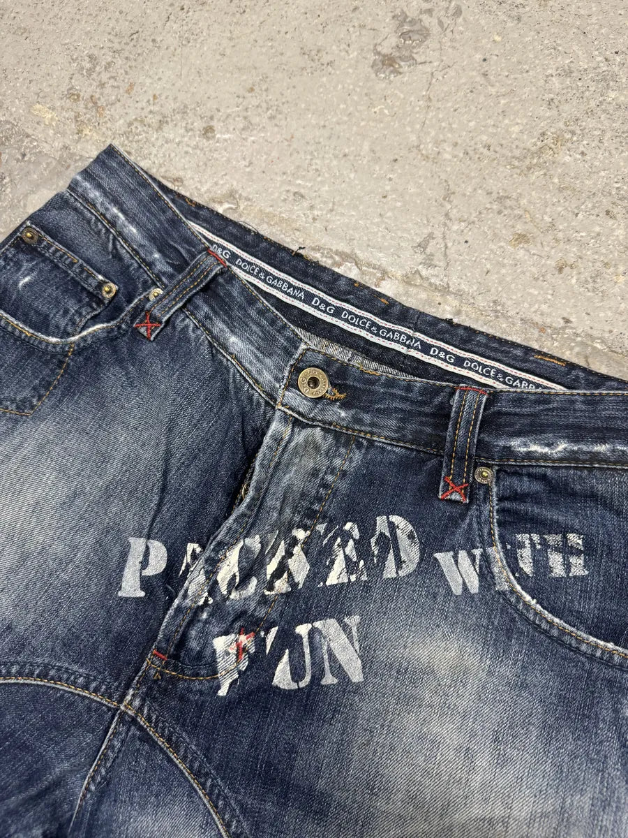 SS2006 Dolce & Gabbana Blue Sun Faded Denim Jeans HKkKdzK 6