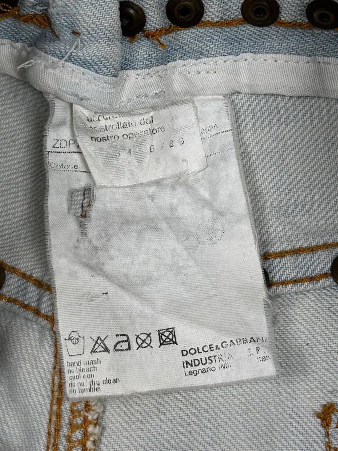 SS2006 Dolce & Gabbana Blue Tropical Denim Shorts lwNUhGV 12