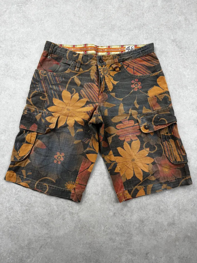 SS2006 Dolce & Gabbana Brown Autumn Leafs Shorts xczxNod 0
