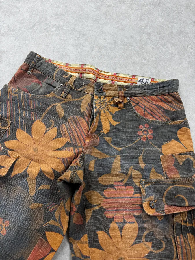 SS2006 Dolce & Gabbana Brown Autumn Leafs Shorts xczxNod 5