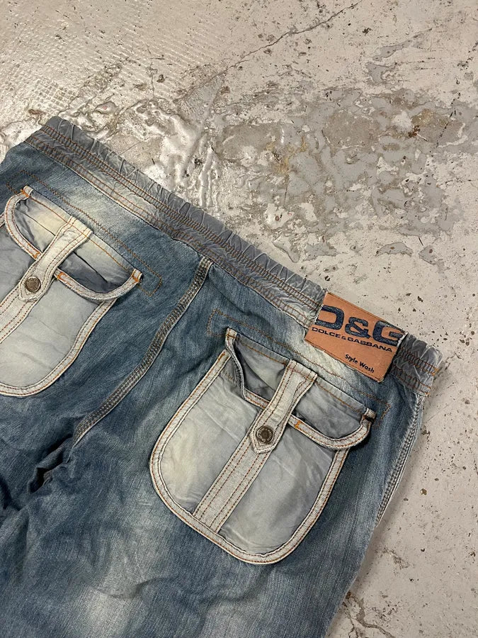 SS2006 Dolce & Gabbana Cargo Fluid Denim Jeans QbaeMoE 8