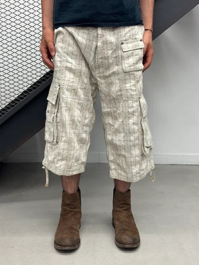SS2006 Dolce & Gabbana Checkered Beige Cargo Shorts GgwRtlU 0