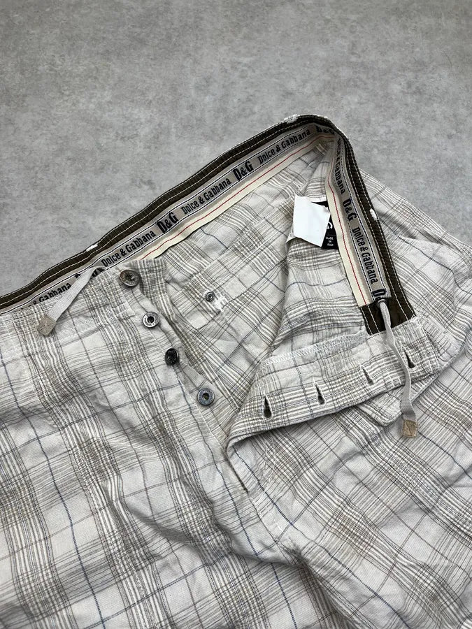 SS2006 Dolce & Gabbana Checkered Beige Cargo Shorts GgwRtlU 11