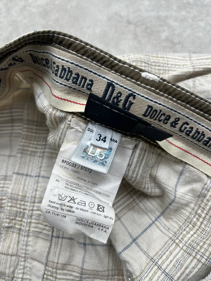 SS2006 Dolce & Gabbana Checkered Beige Cargo Shorts GgwRtlU 12
