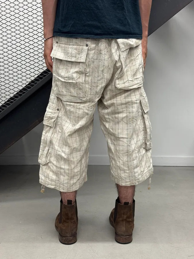 SS2006 Dolce & Gabbana Checkered Beige Cargo Shorts GgwRtlU 3