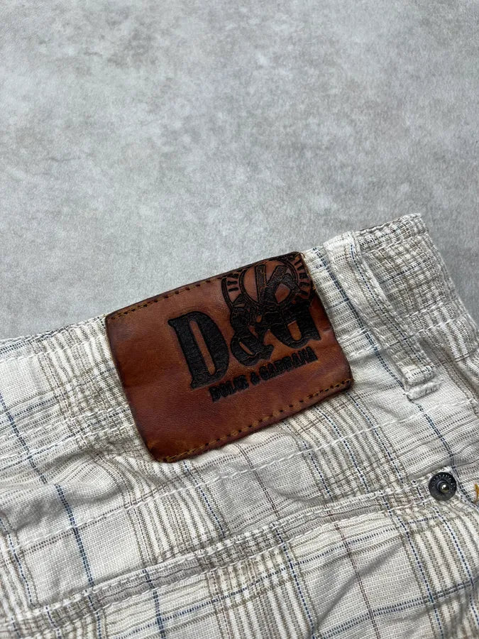 SS2006 Dolce & Gabbana Checkered Beige Cargo Shorts GgwRtlU 9