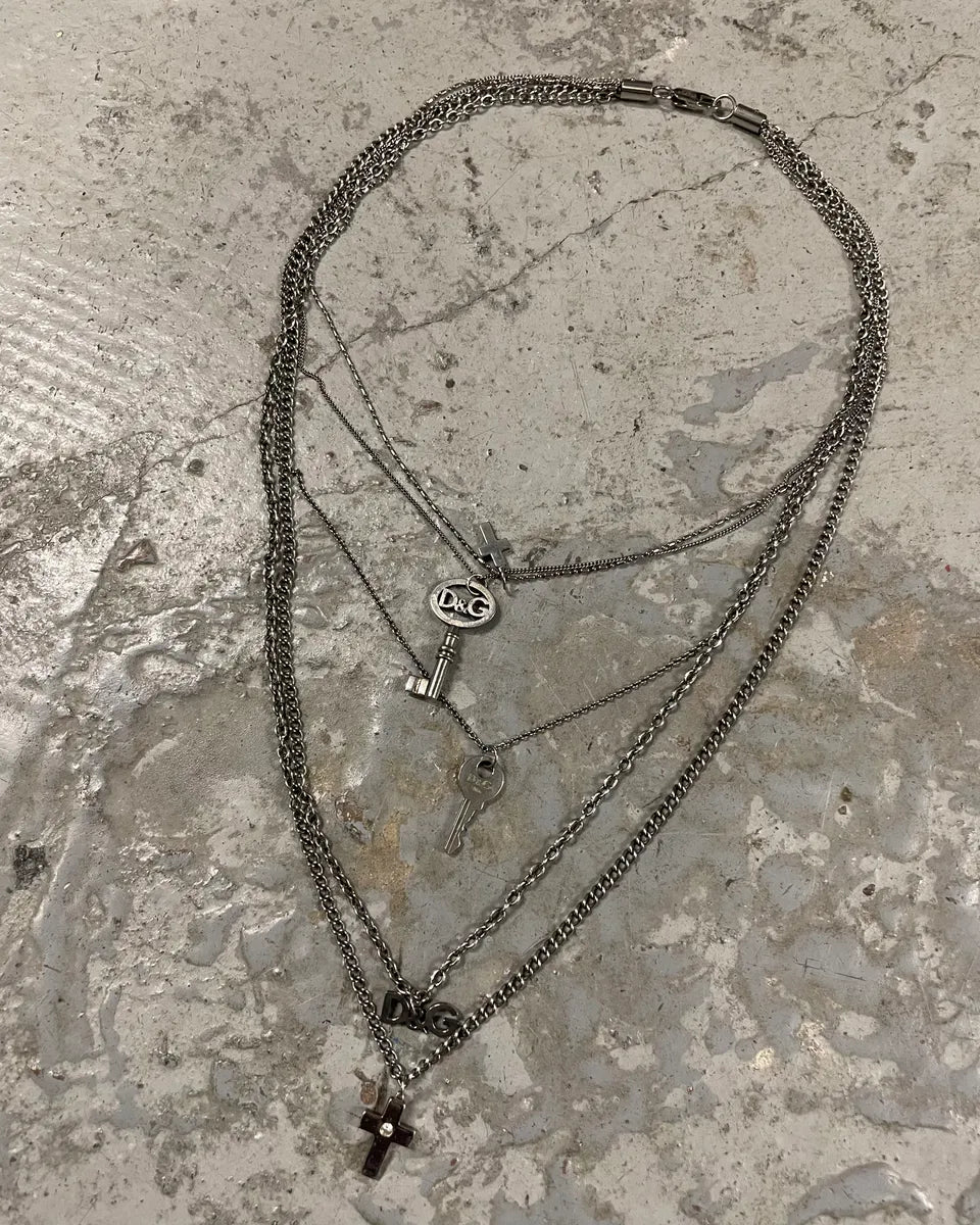 SS2006 Dolce & Gabbana Cross Key Stainless Steel Necklace (OS) YsqIxoQ 0