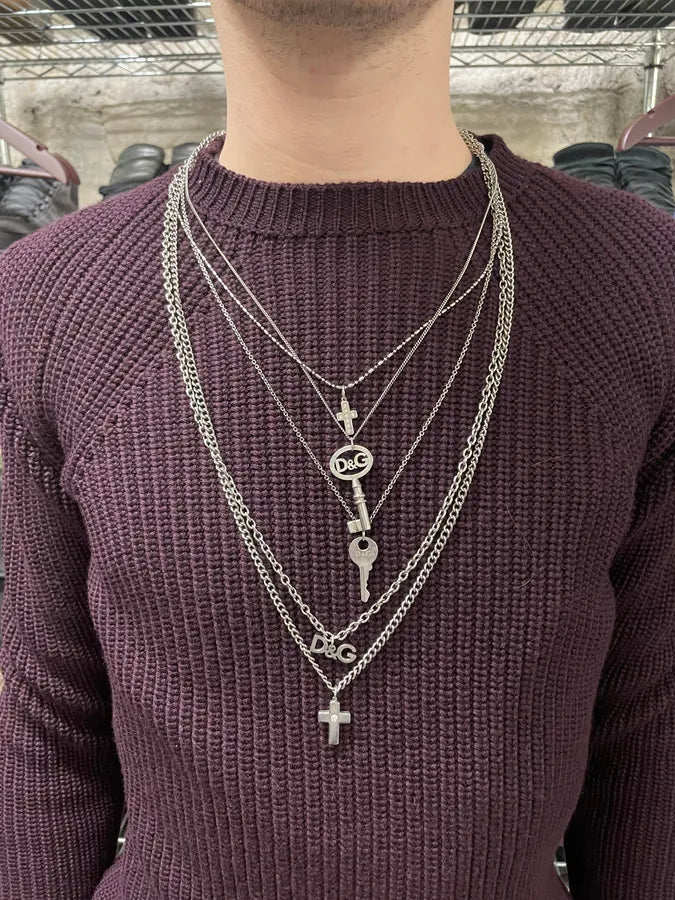 SS2006 Dolce & Gabbana Cross Key Stainless Steel Necklace (OS) YsqIxoQ 1