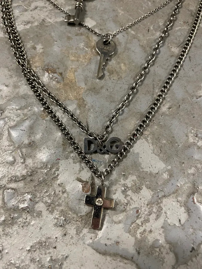 SS2006 Dolce & Gabbana Cross Key Stainless Steel Necklace (OS) YsqIxoQ 2