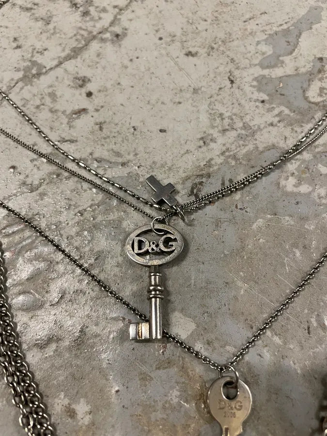 SS2006 Dolce & Gabbana Cross Key Stainless Steel Necklace (OS) YsqIxoQ 3