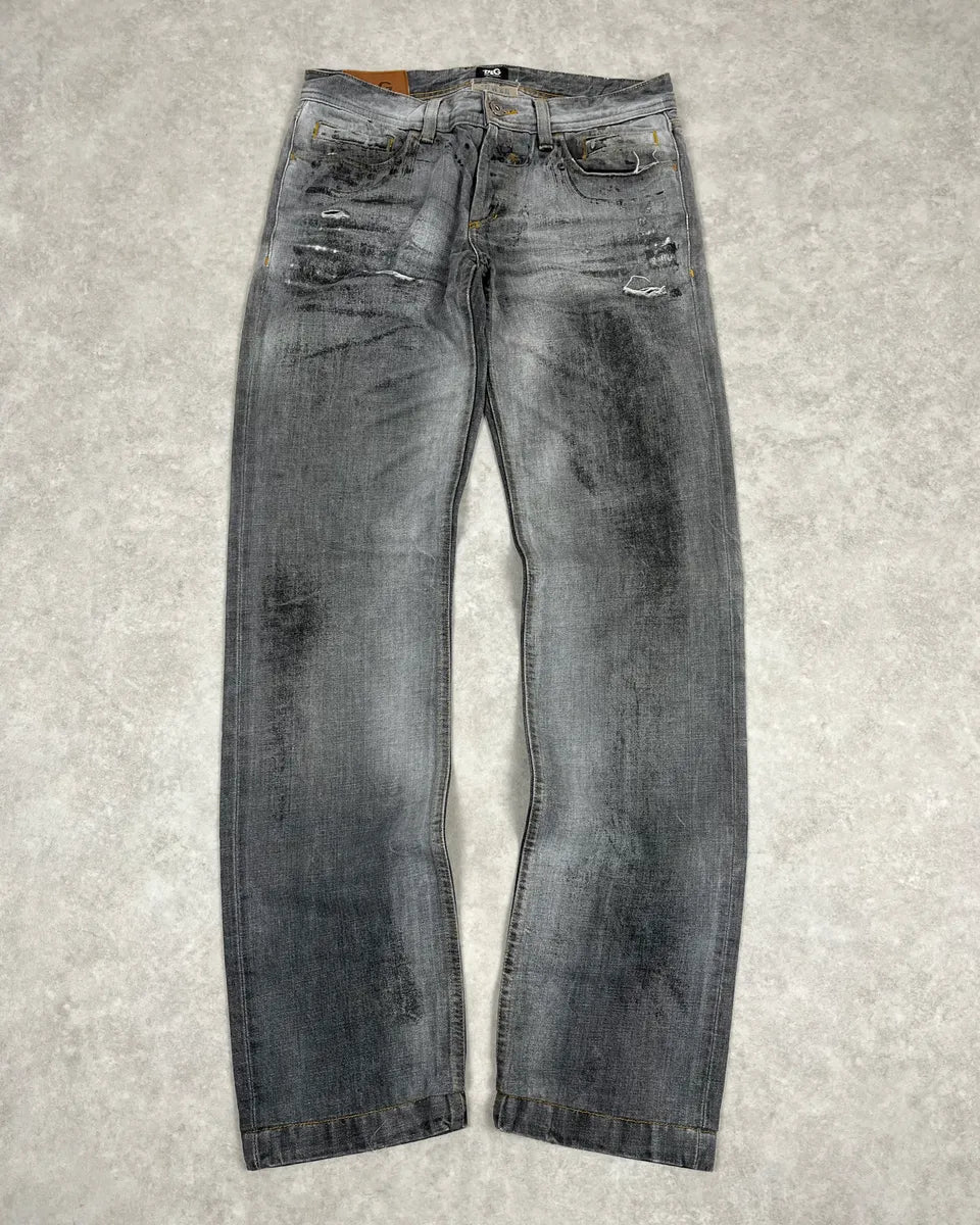 SS2006 Dolce & Gabbana Dirty Effect Slim Grey Denim Jeans WMbUcxL 0