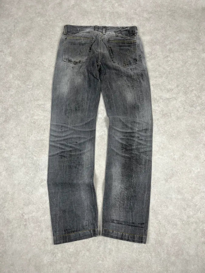 SS2006 Dolce & Gabbana Dirty Effect Slim Grey Denim Jeans WMbUcxL 6