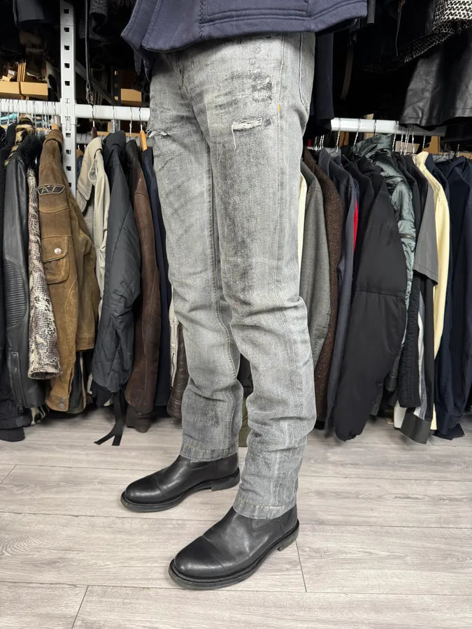 SS2006 Dolce & Gabbana Dirty Effect Slim Grey Denim Jeans WMbUcxL 2