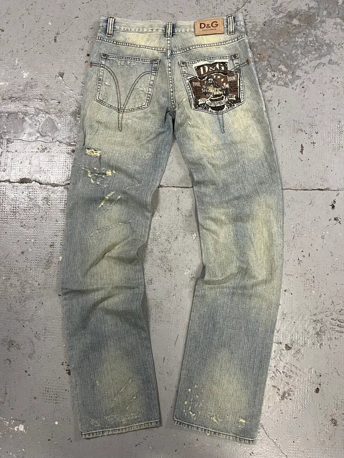 SS2006 Dolce & Gabbana Distressed Blue Denim Jeans qYmXptX 0