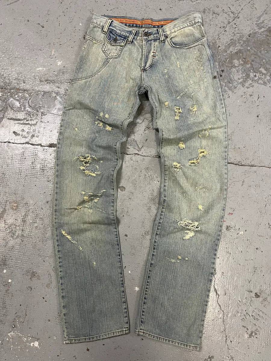 SS2006 Dolce & Gabbana Distressed Blue Denim Jeans qYmXptX 1