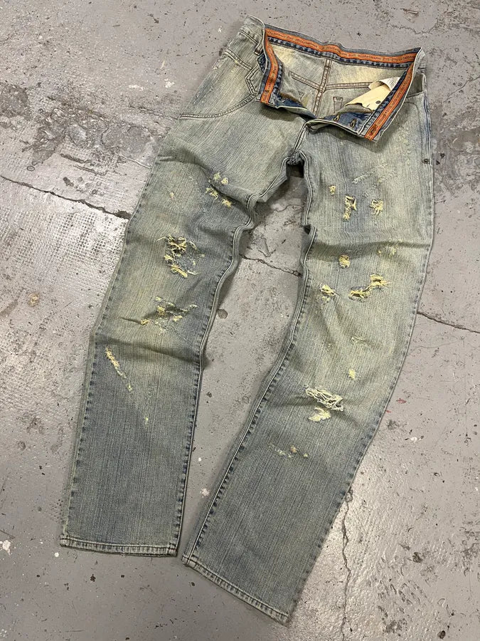 SS2006 Dolce & Gabbana Distressed Blue Denim Jeans qYmXptX 6