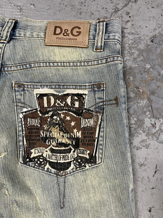 SS2006 Dolce & Gabbana Distressed Blue Denim Jeans qYmXptX 7