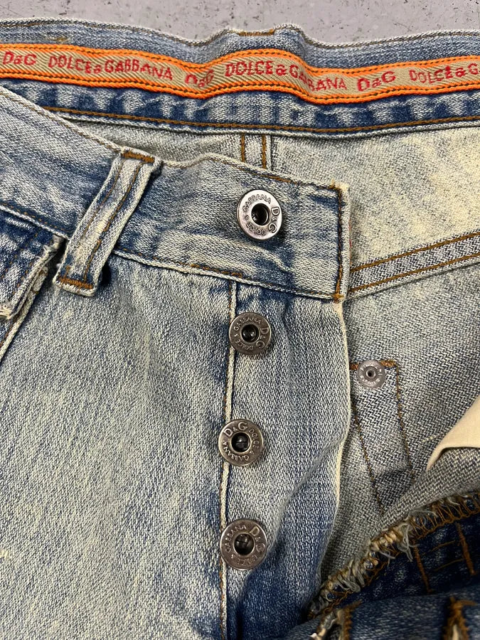 SS2006 Dolce & Gabbana Distressed Blue Denim Jeans qYmXptX 8