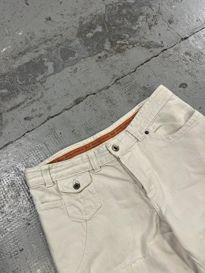 SS2006 Dolce & Gabbana Distressed White Denim Shorts BeyEZpc 5