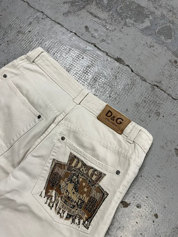 SS2006 Dolce & Gabbana Distressed White Denim Shorts BeyEZpc 9