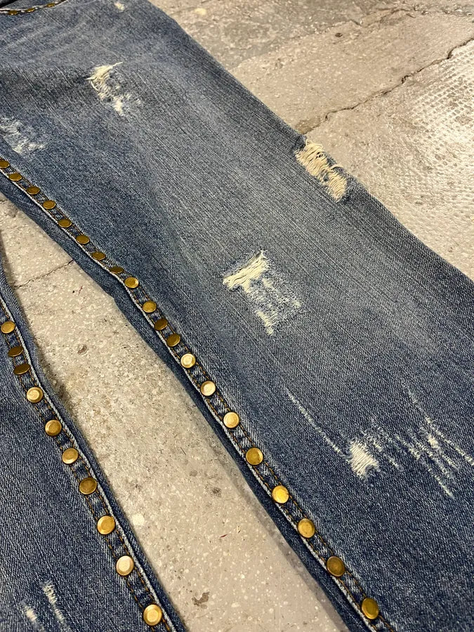 SS2006 Dolce & Gabbana Embellished Blue Tiger Jeans (M/L) hcgGgxu 11