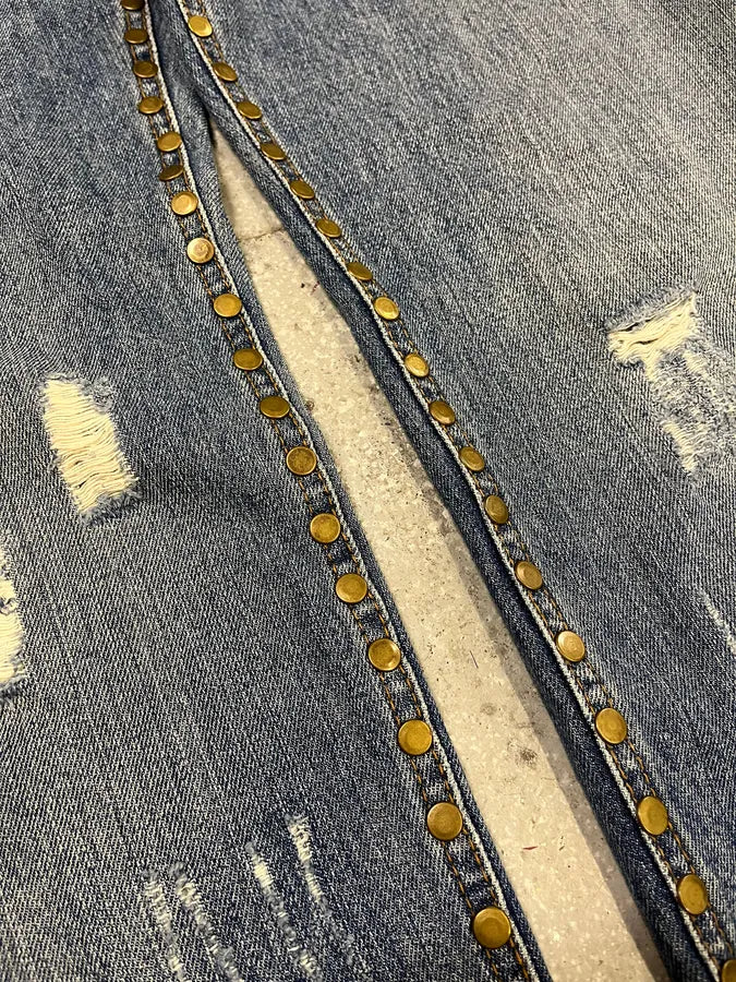 SS2006 Dolce & Gabbana Embellished Blue Tiger Jeans (M/L) hcgGgxu 5