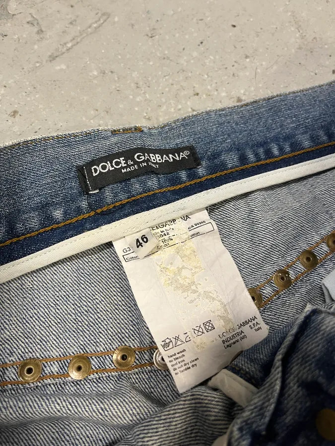 SS2006 Dolce & Gabbana Embellished Blue Tiger Jeans (M/L) hcgGgxu 7
