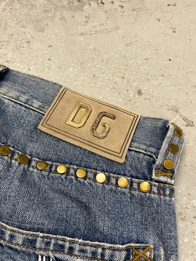 SS2006 Dolce & Gabbana Embellished Blue Tiger Jeans (M/L) hcgGgxu 8