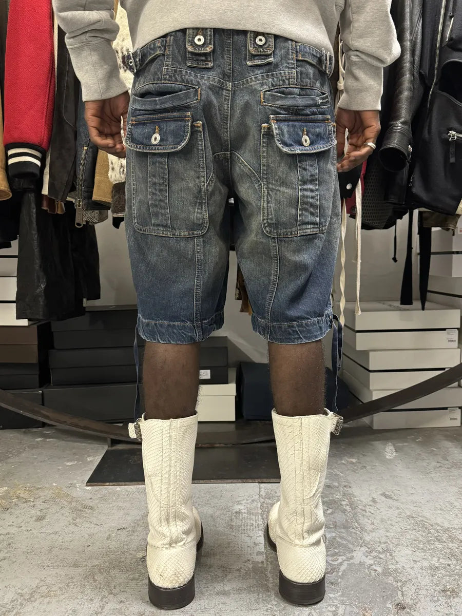 SS2006 Dolce & Gabbana Faded Brut Hybrid Denim Shorts KaYePpG 0