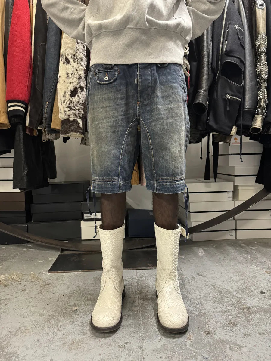 SS2006 Dolce & Gabbana Faded Brut Hybrid Denim Shorts KaYePpG 1