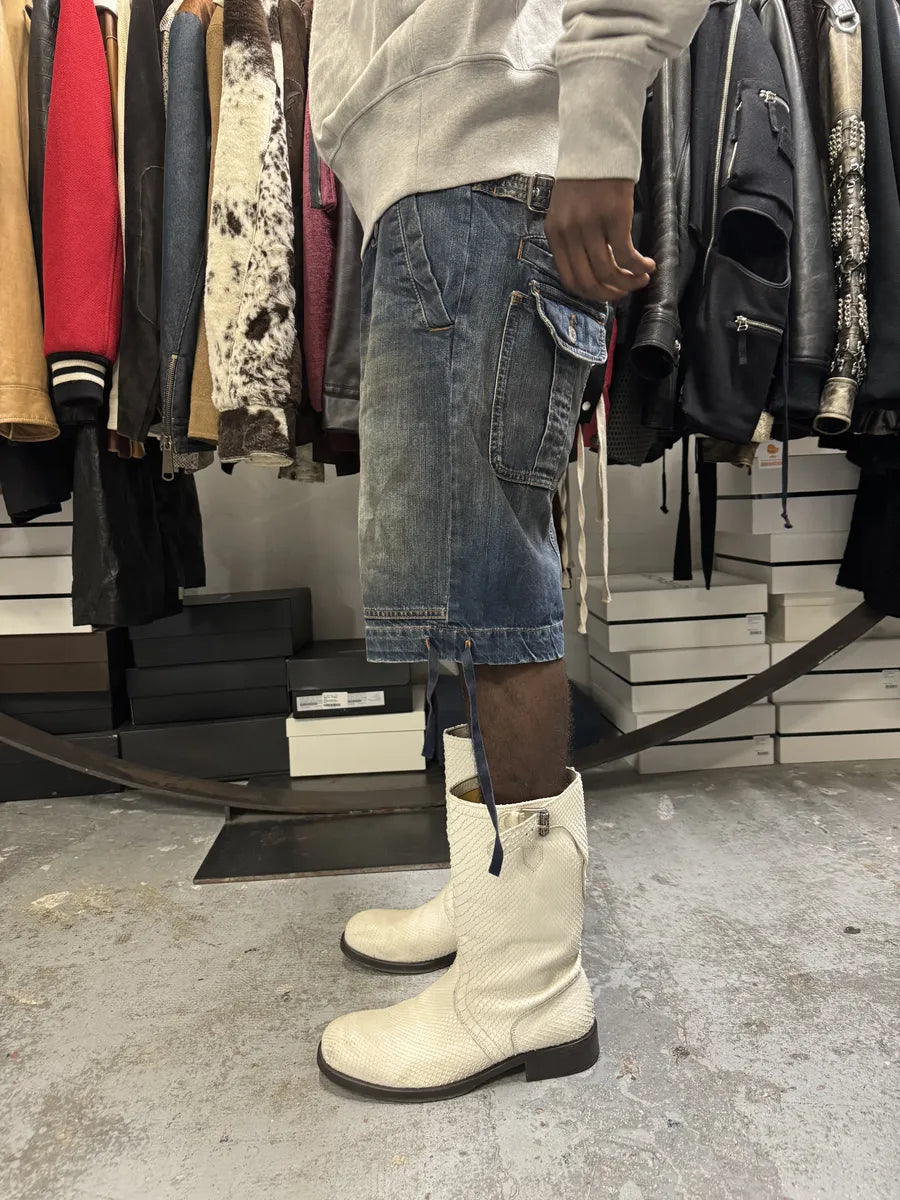 SS2006 Dolce & Gabbana Faded Brut Hybrid Denim Shorts KaYePpG 4