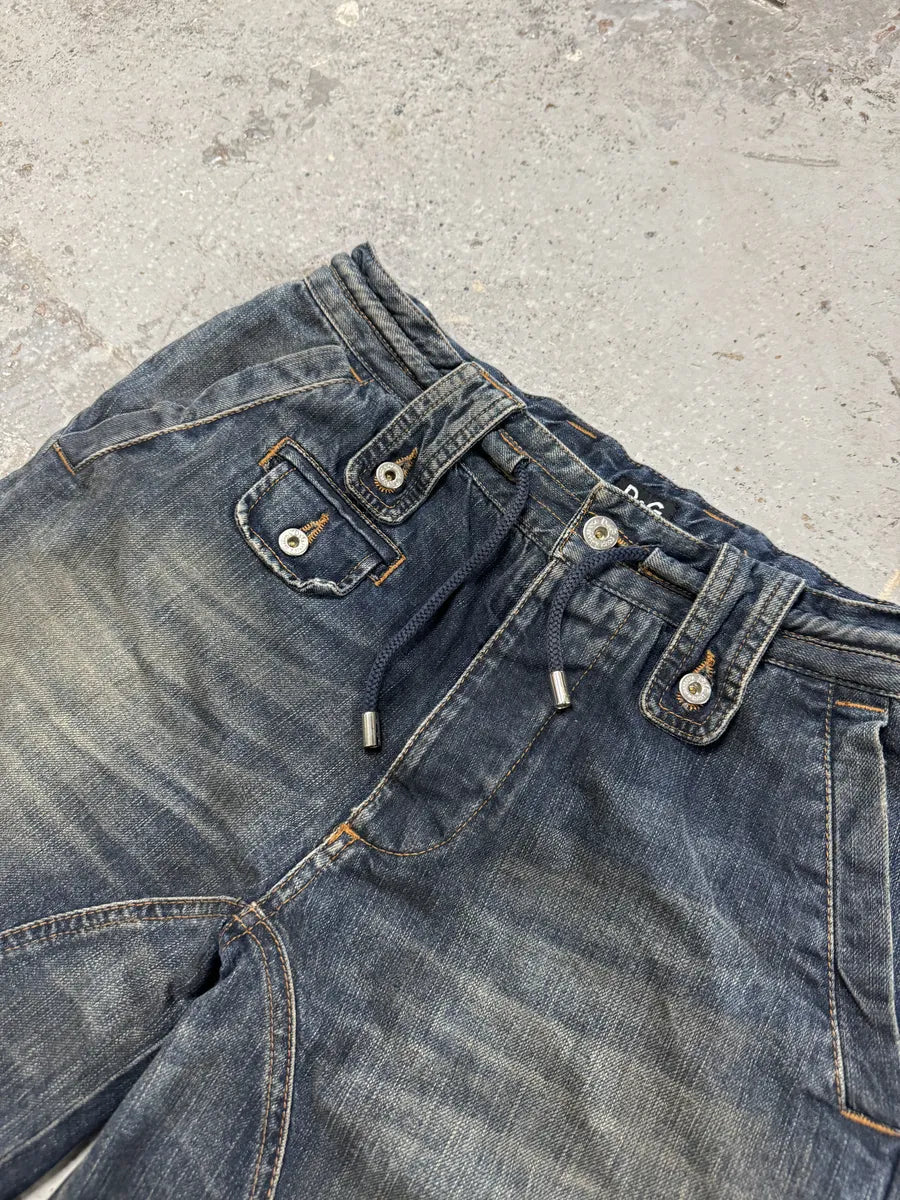 SS2006 Dolce & Gabbana Faded Brut Hybrid Denim Shorts KaYePpG 5