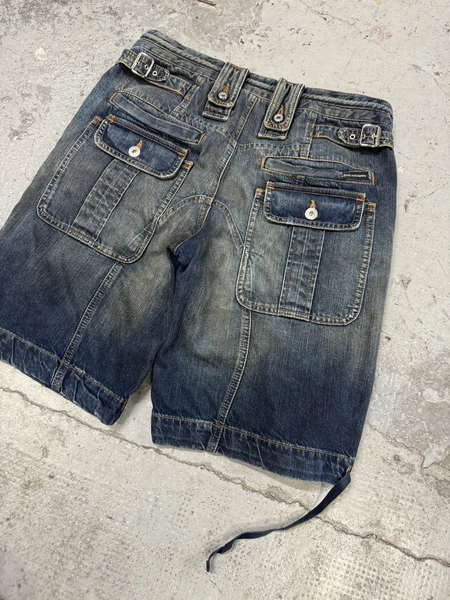 SS2006 Dolce & Gabbana Faded Brut Hybrid Denim Shorts KaYePpG 7