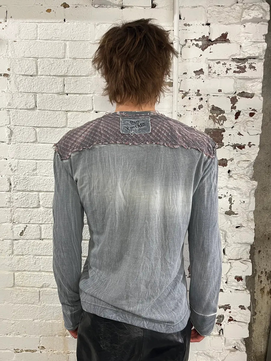 SS2006 Dolce & Gabbana Faded Distressed Grey Henley Longsleeve NTXohQy 1
