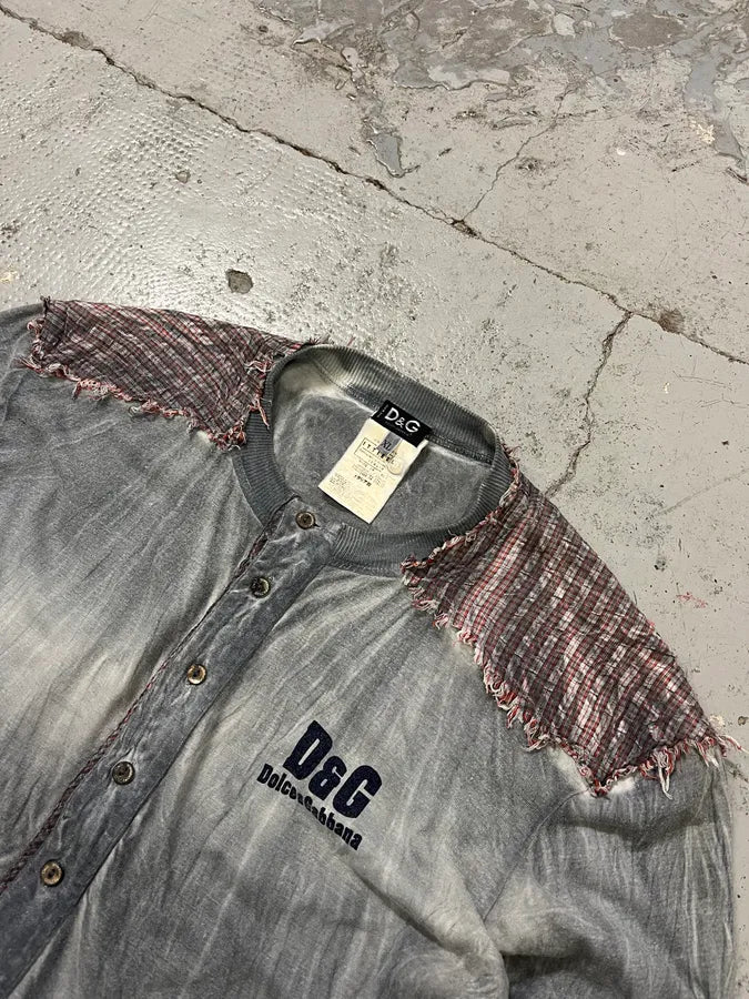 SS2006 Dolce & Gabbana Faded Distressed Grey Henley Longsleeve NTXohQy 4