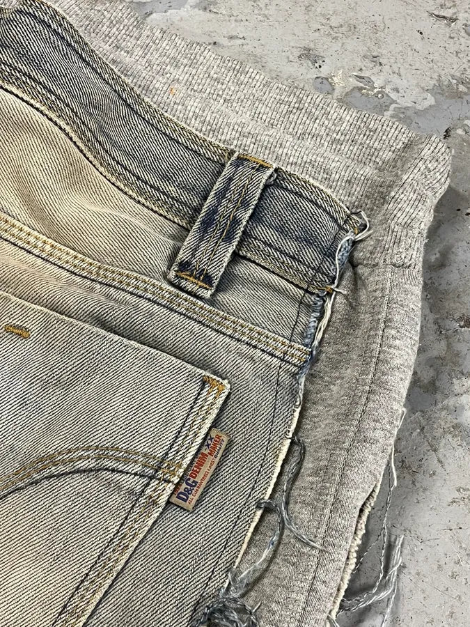 SS2006 Dolce & Gabbana Grey & Blue Hybrid Distressed Denim Shorts BGXXMQr 7
