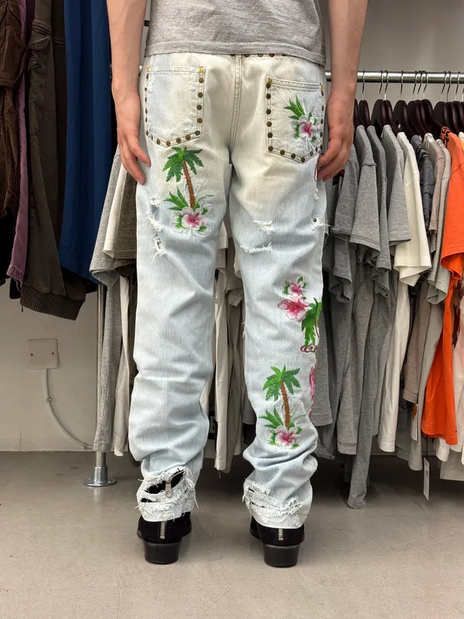 SS2006 Dolce & Gabbana Haiwai Honolulu Embroideries Distressed Denim Jeans xGAwiRL 3