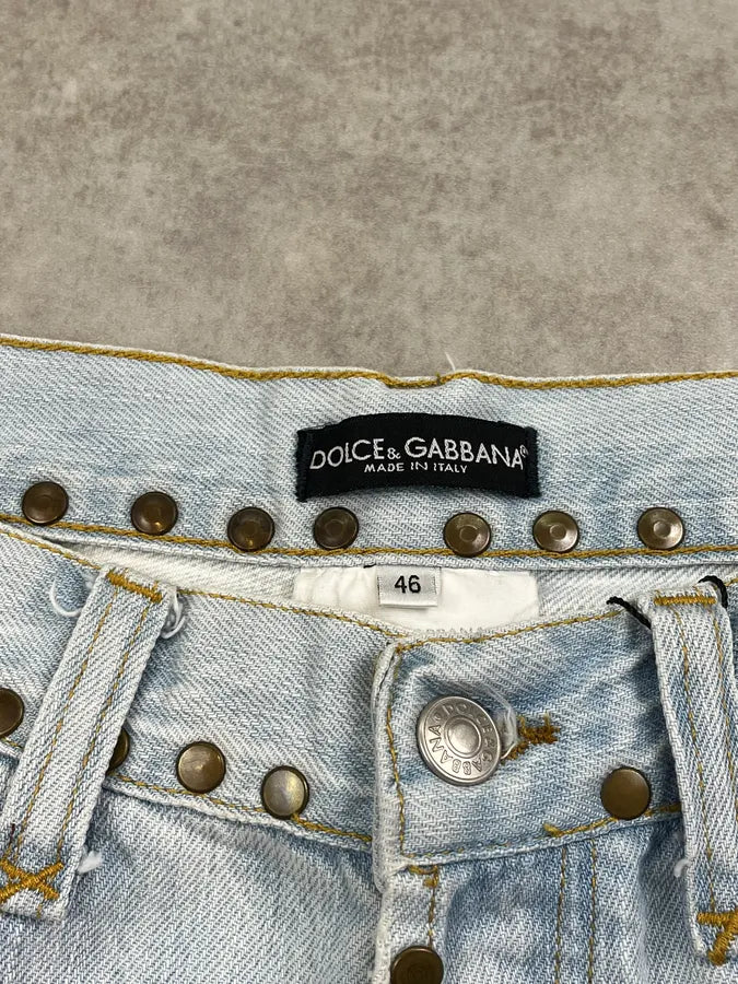 SS2006 Dolce & Gabbana Haiwai Honolulu Embroideries Distressed Denim Jeans xGAwiRL 9