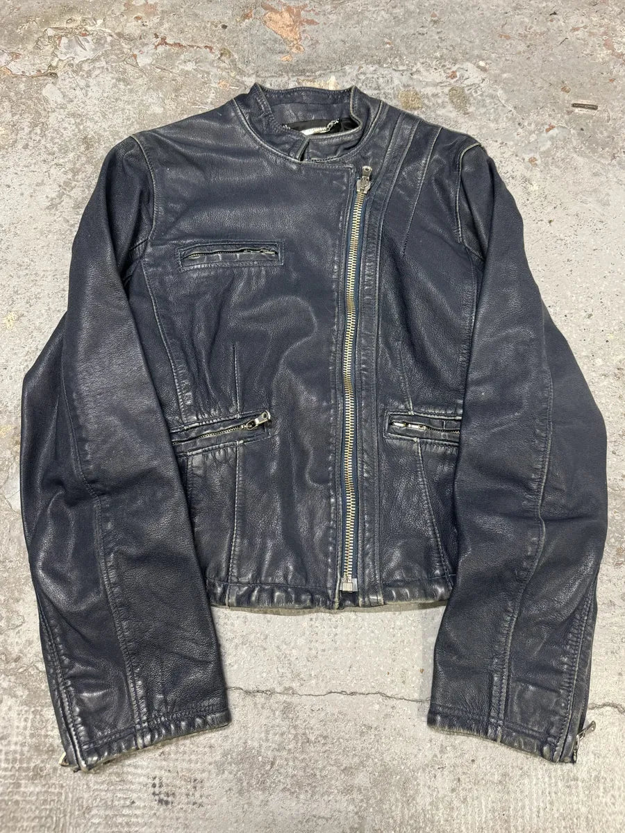 SS2006 Dolce & Gabbana Hawai Navy Leather Jacket HgmYlrj 1