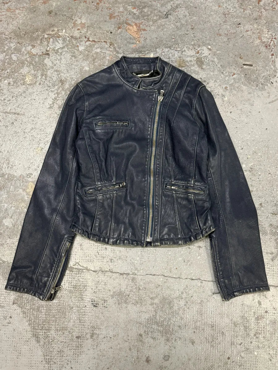 SS2006 Dolce & Gabbana Hawai Navy Leather Jacket HgmYlrj 4