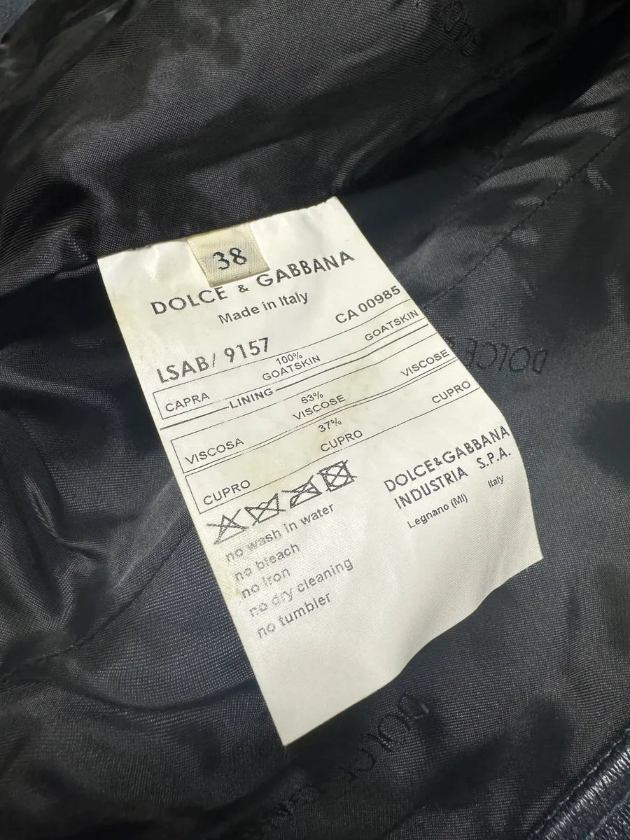 SS2006 Dolce & Gabbana Hawai Navy Leather Jacket HgmYlrj 6