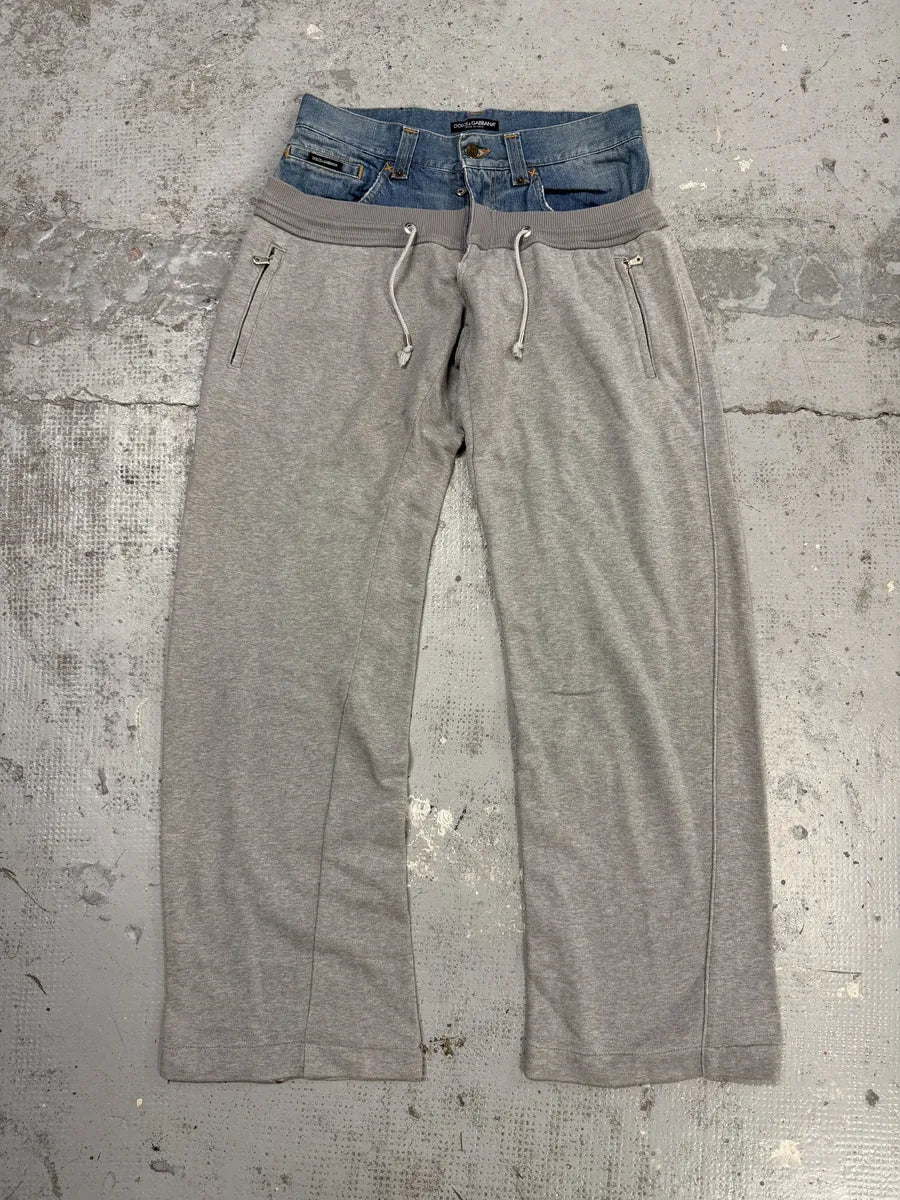 SS2006 Dolce & Gabbana Hybrid Denim Grey Jogger Pants vhbICDU 1