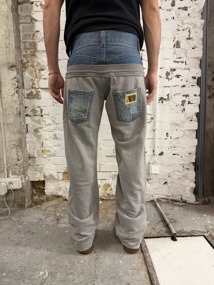 SS2006 Dolce & Gabbana Hybrid Denim Grey Jogger Pants vhbICDU 4