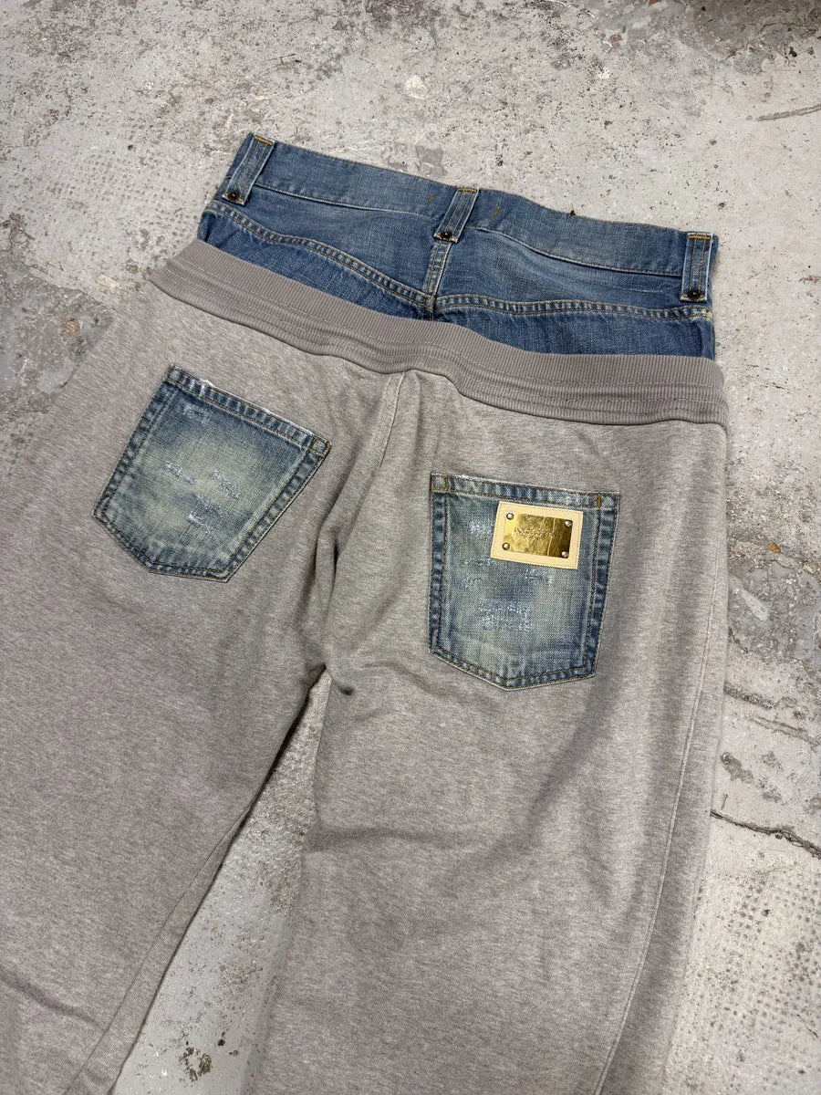 SS2006 Dolce & Gabbana Hybrid Denim Grey Jogger Pants vhbICDU 6