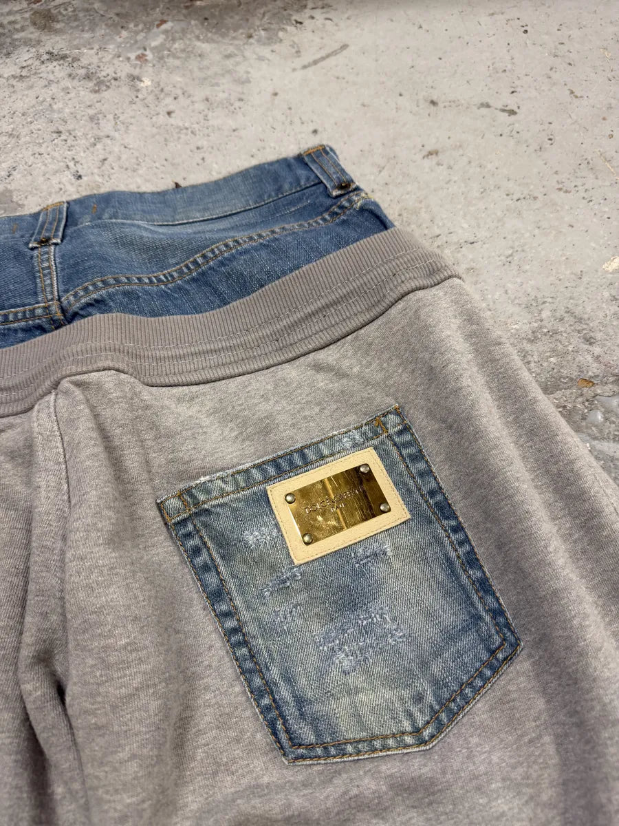 SS2006 Dolce & Gabbana Hybrid Denim Grey Jogger Pants vhbICDU 7