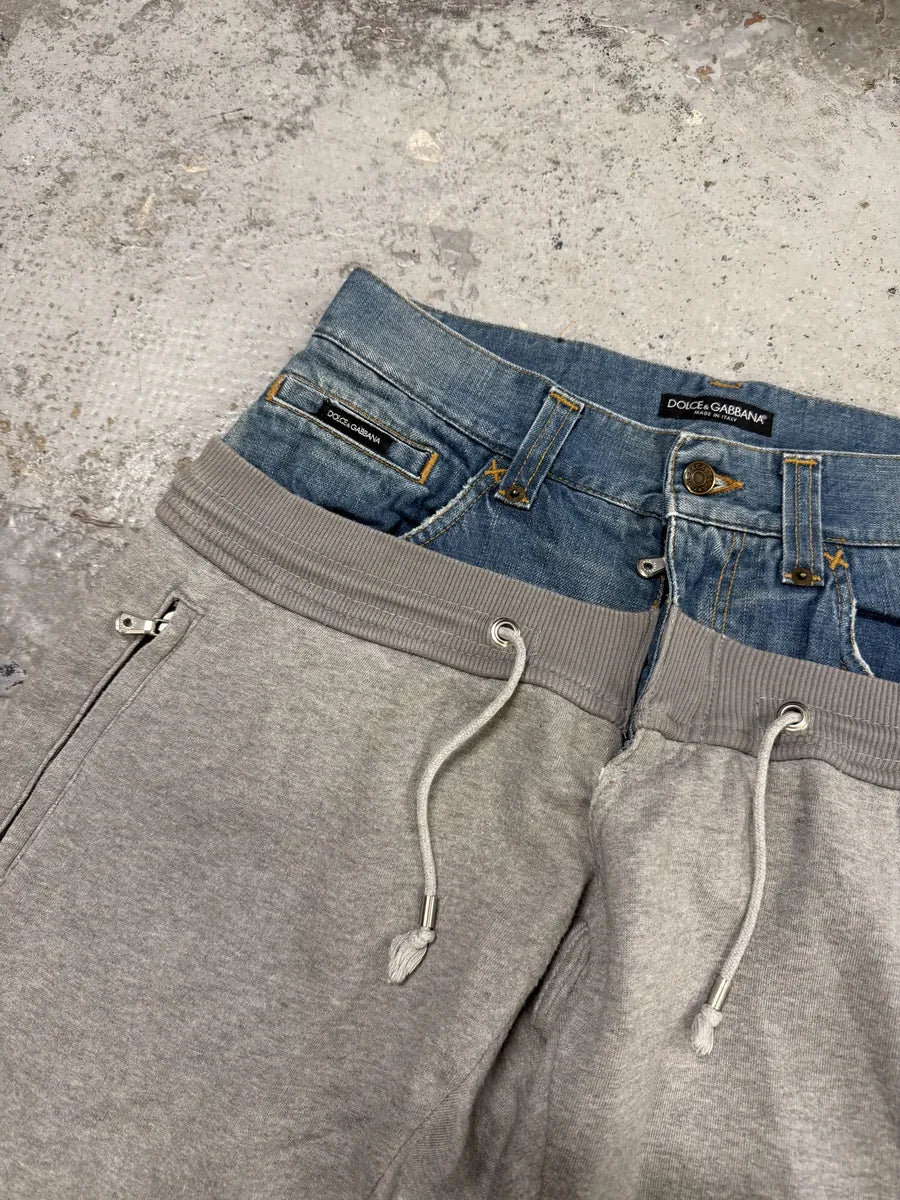 SS2006 Dolce & Gabbana Hybrid Denim Grey Jogger Pants vhbICDU 9