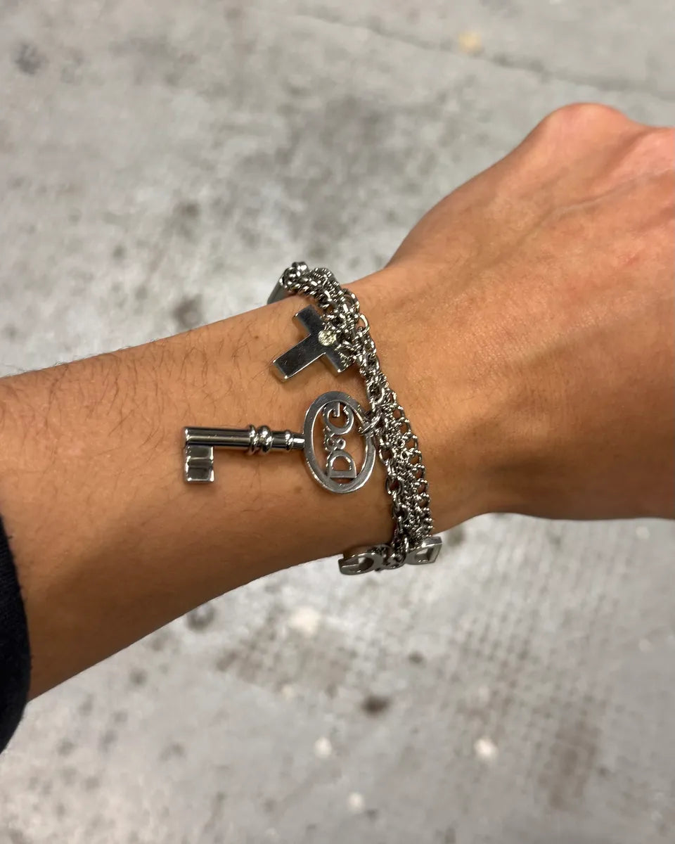 SS2006 Dolce & Gabbana Keys & Crosses Stainless Steel Bracelet (OS) NgcFlCV 0